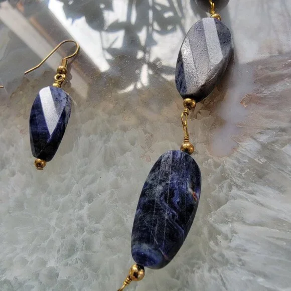 Sodalite Earrings and Necklace - Picture 3 of 3